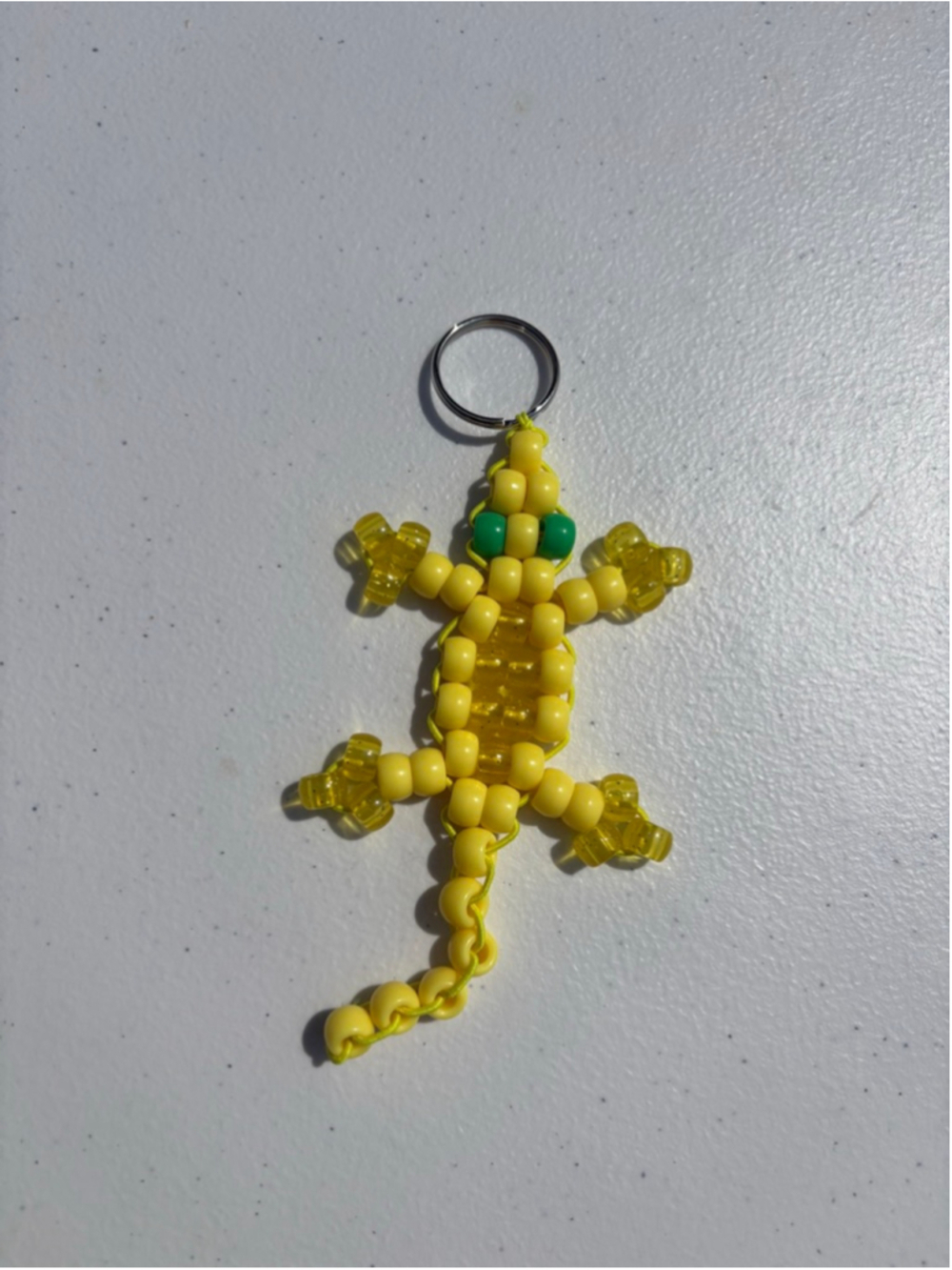 Lizard Pony Bead Keychain One Size Yellow Green